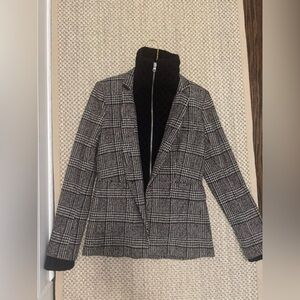 Veronica Beard- Plaid wool Dickey Blazer with Black removable wool Dickey
